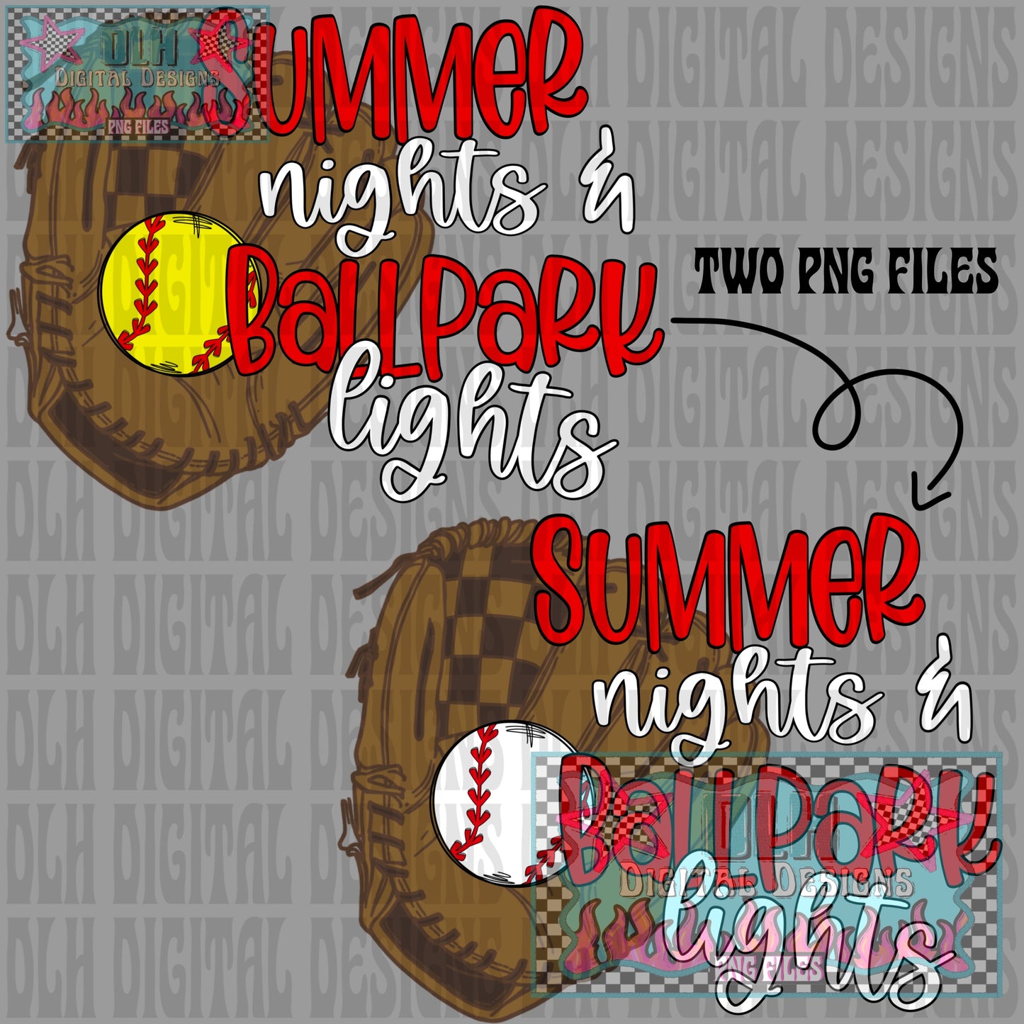 Summer nights and ballpark lights PNG FILE